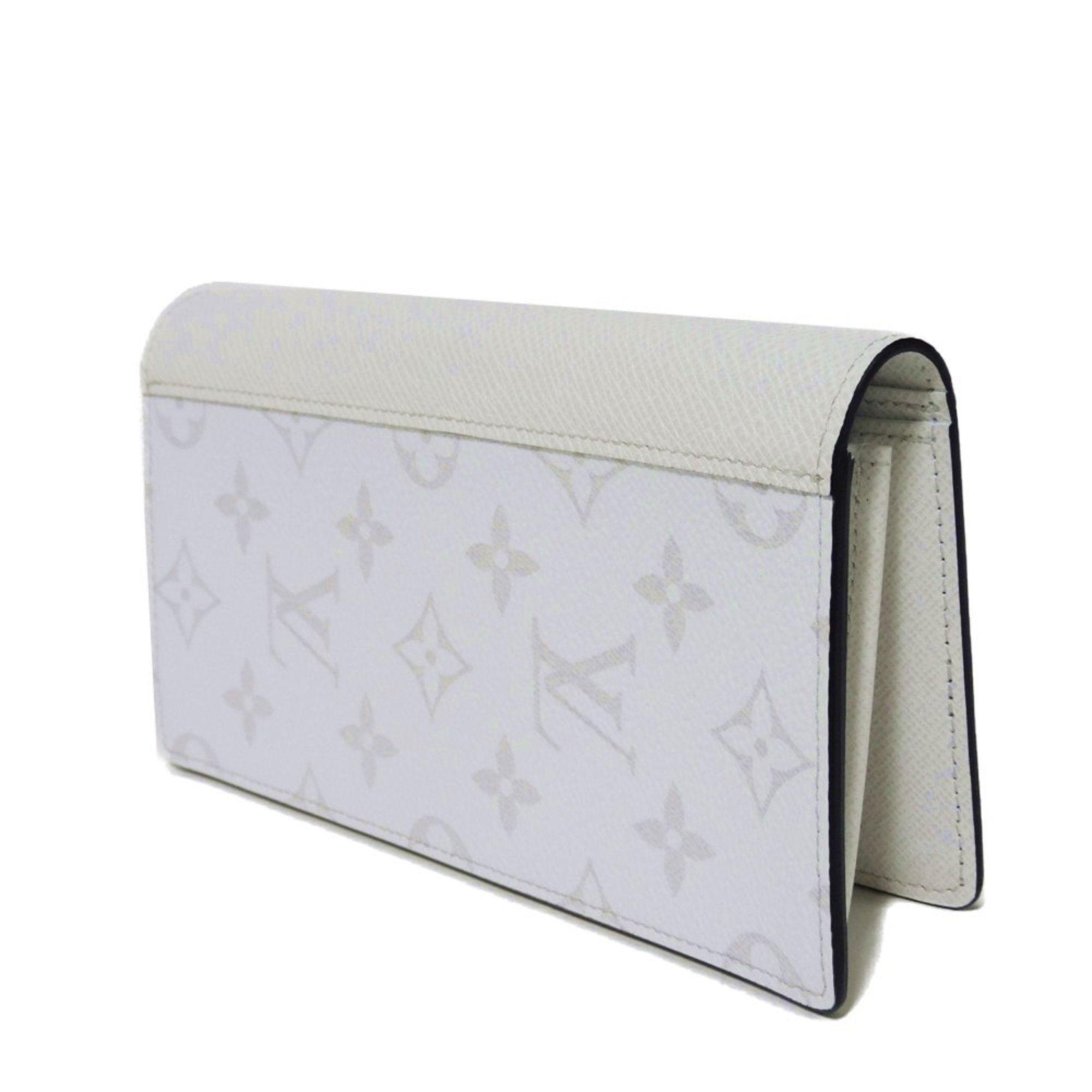 Louis Vuitton LOUIS VUITTON Long Wallet Portefeuille Brazza NM Current Blanc White RFID Taigarama Monogram Optic M30889 Men's Billfold