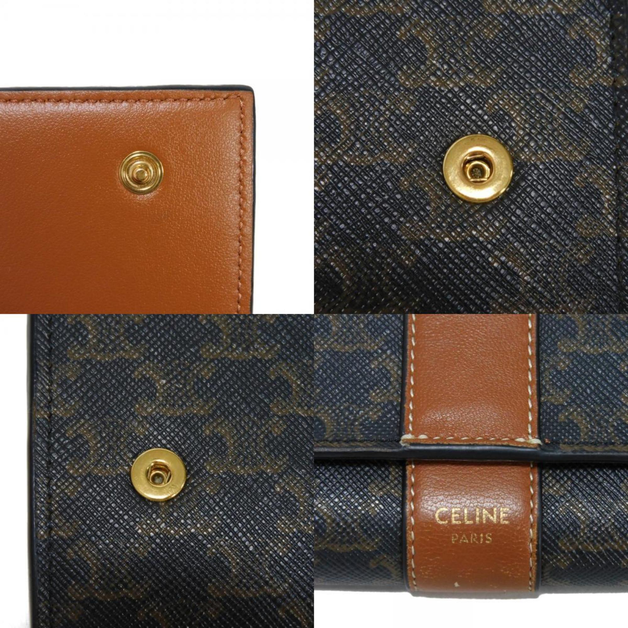 CELINE Long Wallet Large Flap New Foil Stamping Black Brown Triomphe Tan 10D552BZ9.04LU Men's Women's Bill Compartment