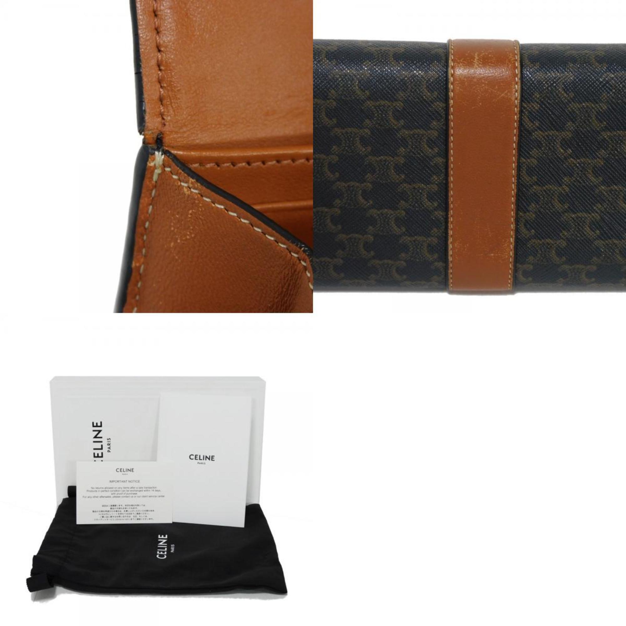 CELINE Long Wallet Large Flap New Foil Stamping Black Brown Triomphe Tan 10D552BZ9.04LU Men's Women's Bill Compartment