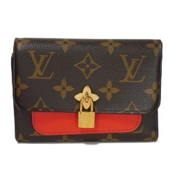 Louis Vuitton LOUIS VUITTON Tri-fold Wallet Portefeuille Flower Compact LV Red Padlock Monogram Coquelicot M62567 Women's Billfold