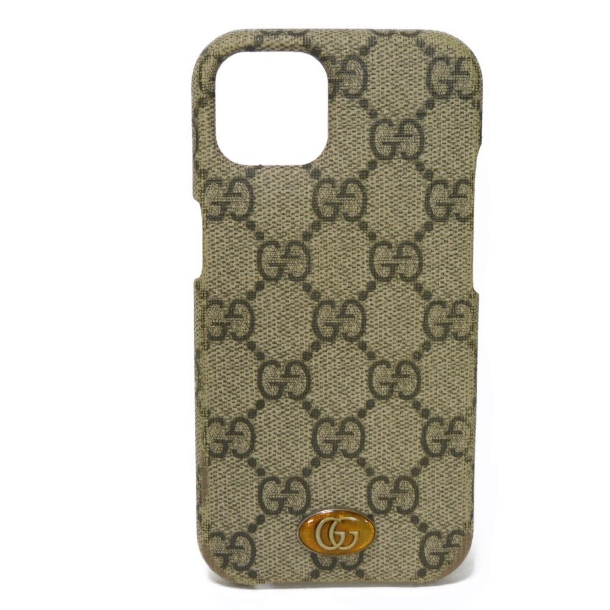 GUCCI Ophidia iPhone 13 Case Double G Lacquer Oval Beige Ebony GG Supreme 701330 K5I0S 9742 for Men and Women