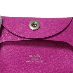 Hermes HERMES Coin Case Bastia Purple Pink Snap Button Purse Wallet Chevre Magnolia W Engraved Women's