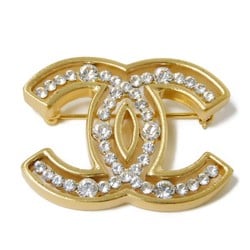 CHANEL Brooch Crystal Coco Mark Strass Rhinestone GP Matte Gold 02A CC Clear Women's