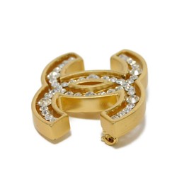 CHANEL Brooch Crystal Coco Mark Strass Rhinestone GP Matte Gold 02A CC Clear Women's