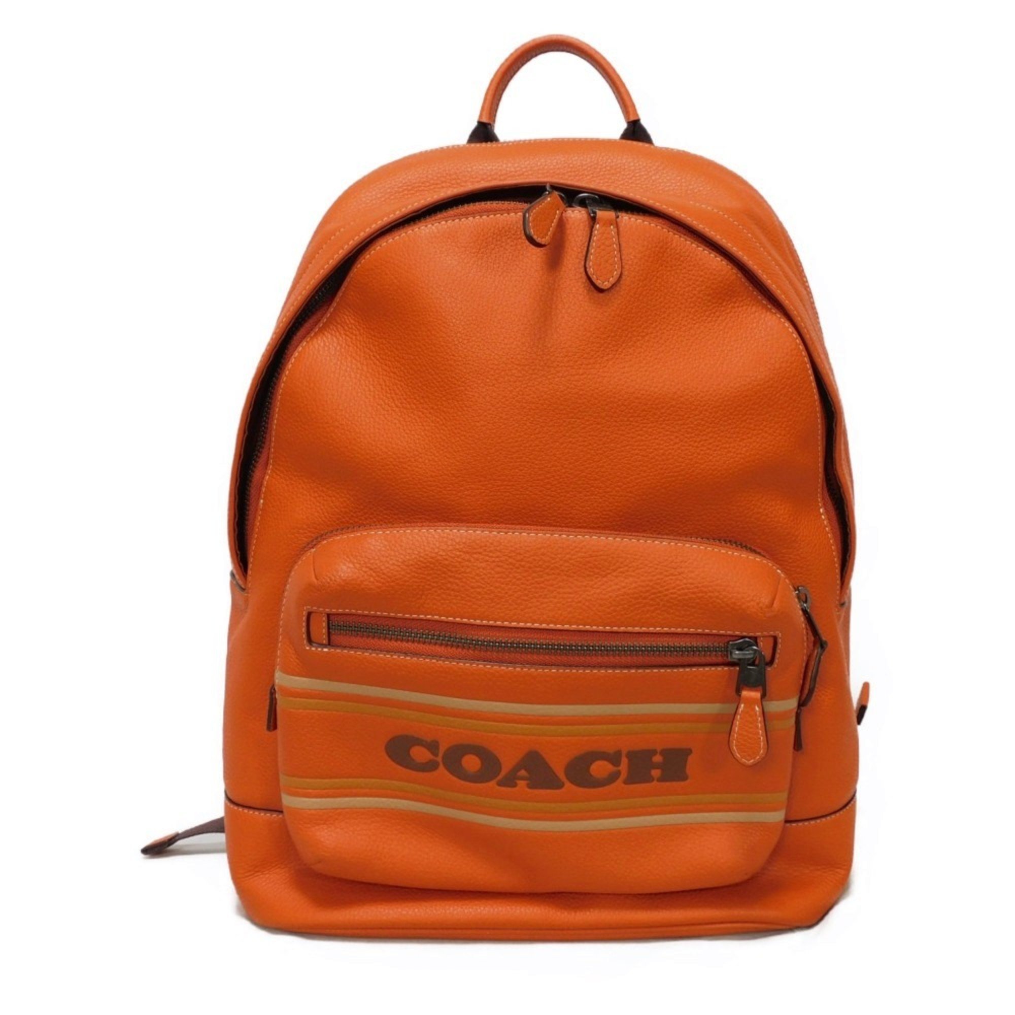 COACH Rucksack Backpack Waist Daypack Stripe Refined Pebble Multi Embossed Dark Orange CG995 Men's Bag