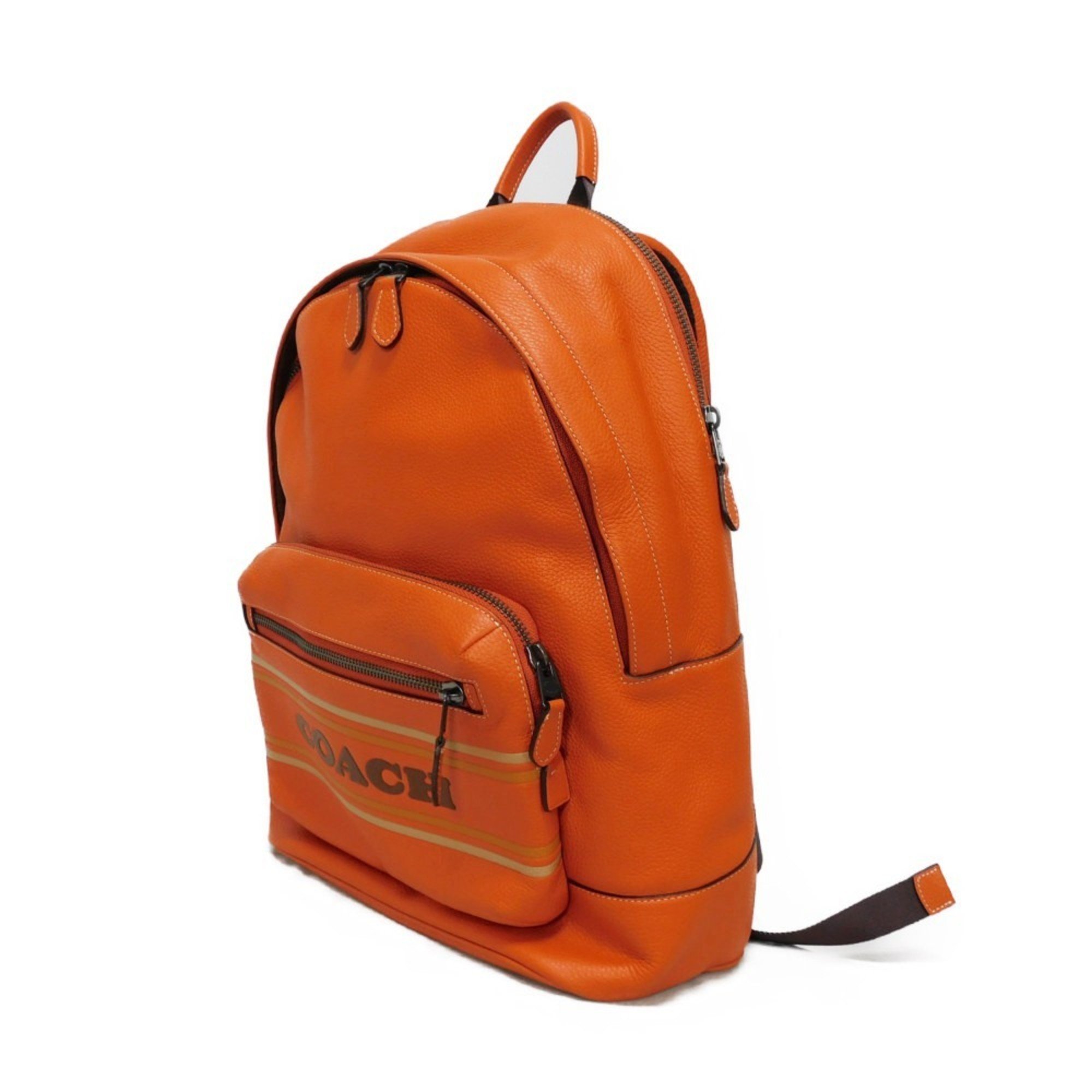 COACH Rucksack Backpack Waist Daypack Stripe Refined Pebble Multi Embossed Dark Orange CG995 Men's Bag