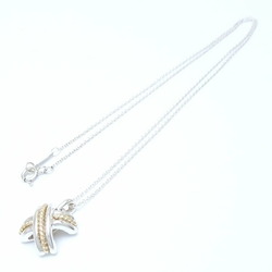 TIFFANY&Co. Tiffany Signature Cross Necklace, Combination Color, Silver 925 x K18YG, Yellow Gold, 292520