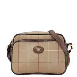 Burberry Check Shadow Horse Shoulder Bag Beige Brown Canvas Leather Women's BURBERRY