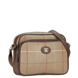 Burberry Check Shadow Horse Shoulder Bag Beige Brown Canvas Leather Women's BURBERRY