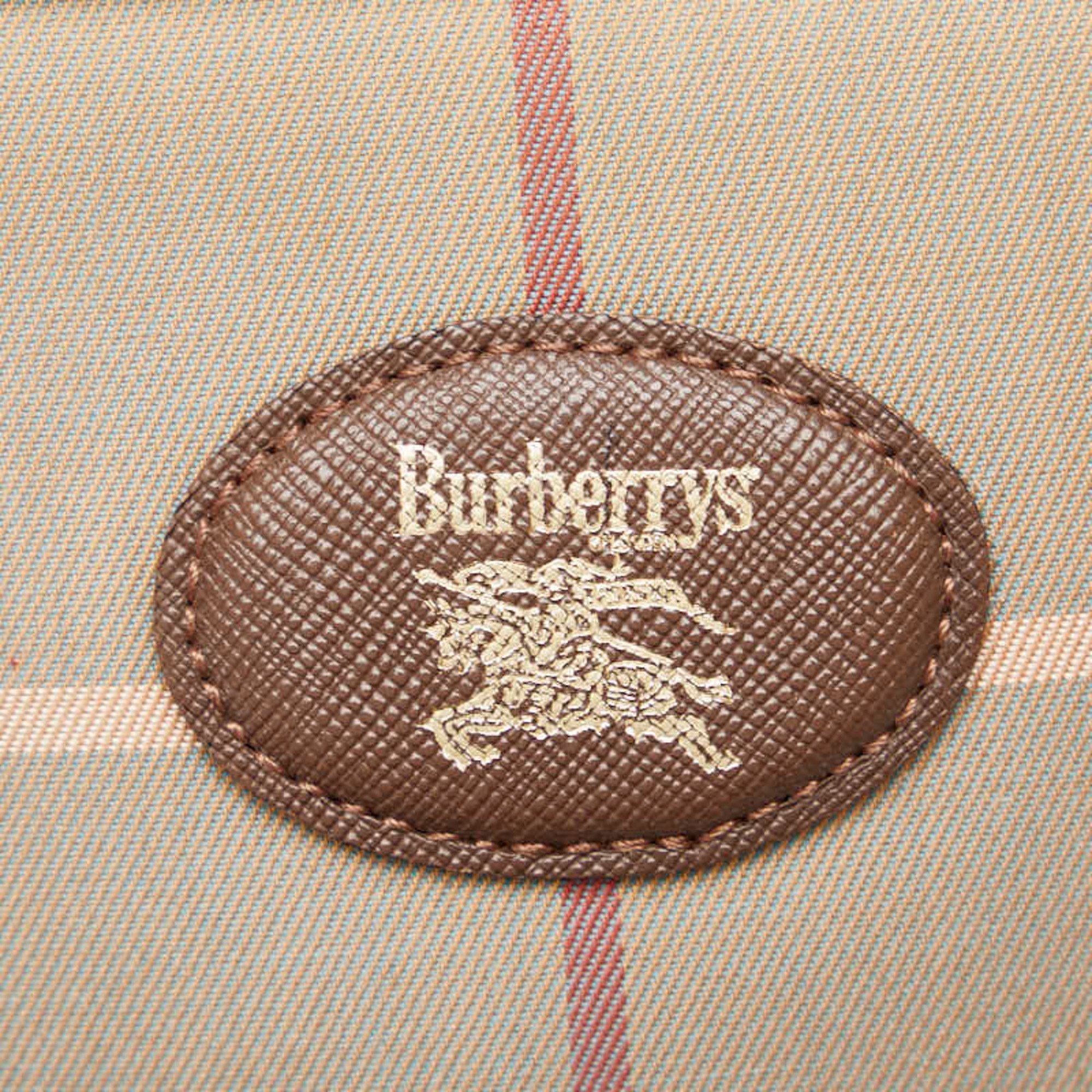 Burberry Check Shadow Horse Shoulder Bag Beige Brown Canvas Leather Women's BURBERRY