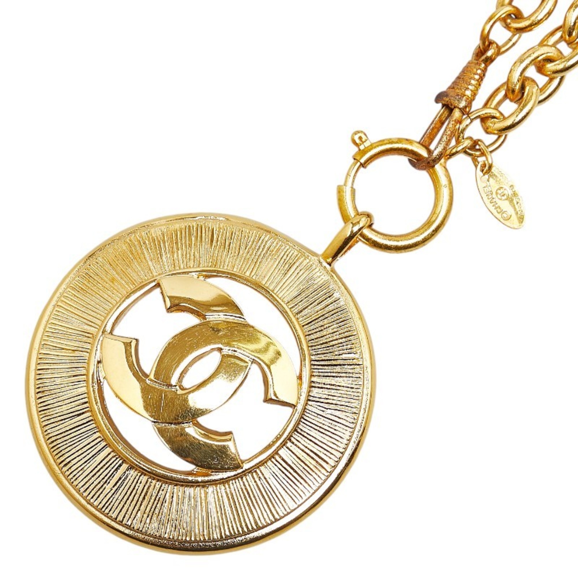 Chanel Coco Mark Round Necklace Gold Plated Women's CHANEL