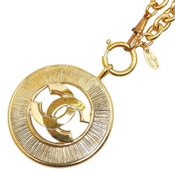 Chanel Coco Mark Round Necklace Gold Plated Women's CHANEL