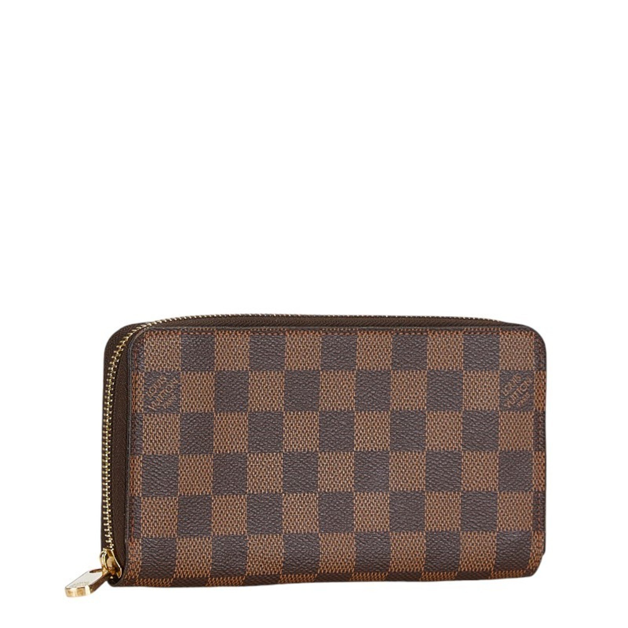 Louis Vuitton Damier Zippy Wallet Round Long N60015 Brown PVC Women's LOUIS VUITTON