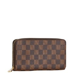 Louis Vuitton Damier Zippy Wallet Round Long N60015 Brown PVC Women's LOUIS VUITTON