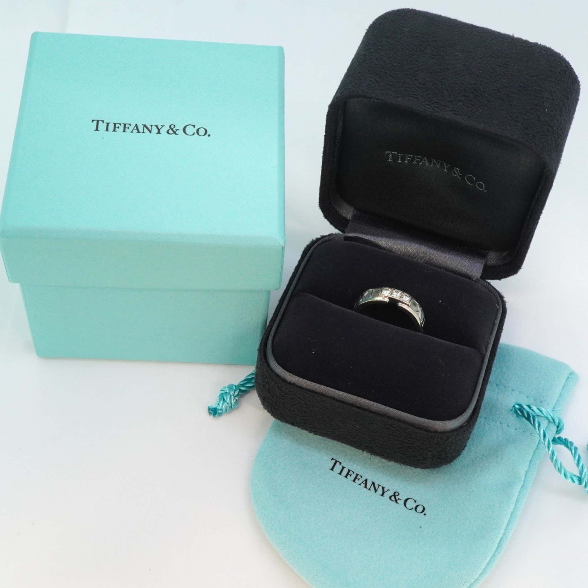 Tiffany ring Atlas 3PD diamond K18WG white gold size 10 ladies