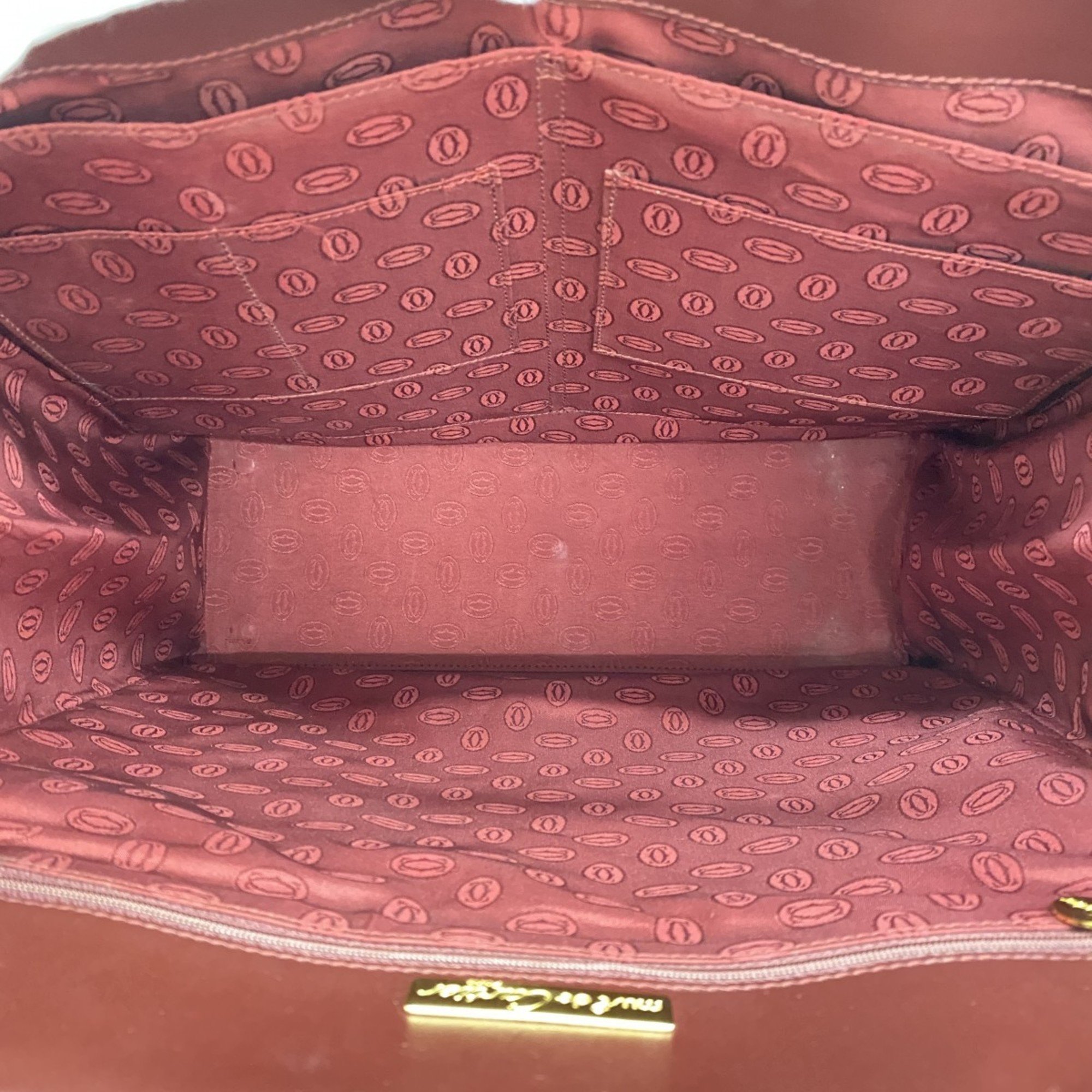 Cartier Tote Bag Must Leather Bordeaux Women's