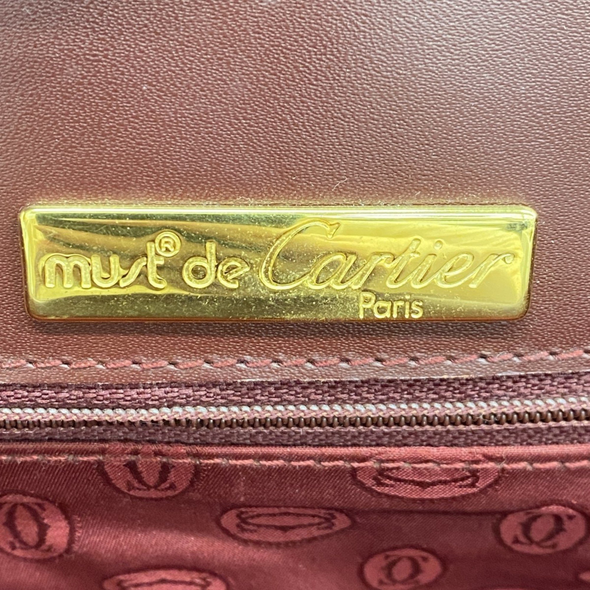 Cartier Tote Bag Must Leather Bordeaux Women's