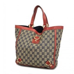 Gucci Tote Bag GG Canvas Abby 130739 Leather Brown Red Women's