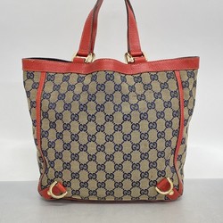 Gucci Tote Bag GG Canvas Abby 130739 Leather Brown Red Women's