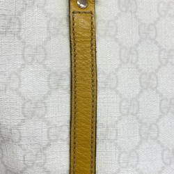 Gucci Tote Bag GG Supreme 197953 Leather White Yellow Champagne Women's