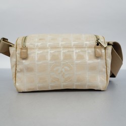 Chanel Shoulder Bag New Travel Nylon Beige Women's