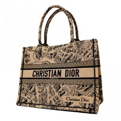 Christian Dior Tote Bag Book Canvas Beige Black Women's