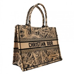 Christian Dior Tote Bag Book Canvas Beige Black Women's