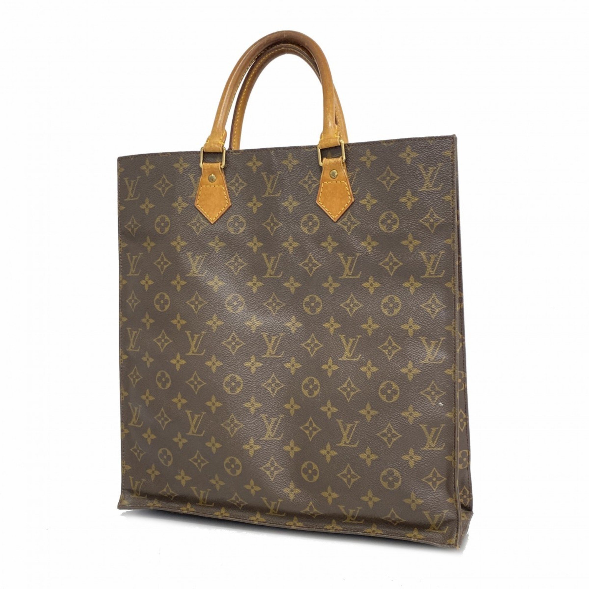 Louis Vuitton Tote Bag Monogram Sac Plat M51140 Brown Women's