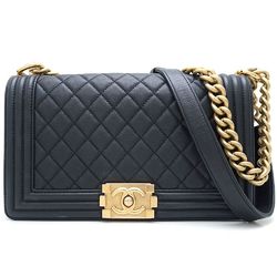 CHANEL Chanel Chain Shoulder A67086 Bag Boy Caviar Skin Black 351708