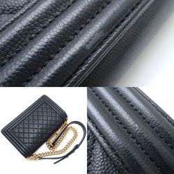 CHANEL Chanel Chain Shoulder A67086 Bag Boy Caviar Skin Black 351708