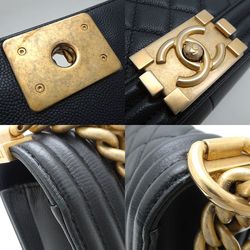 CHANEL Chanel Chain Shoulder A67086 Bag Boy Caviar Skin Black 351708