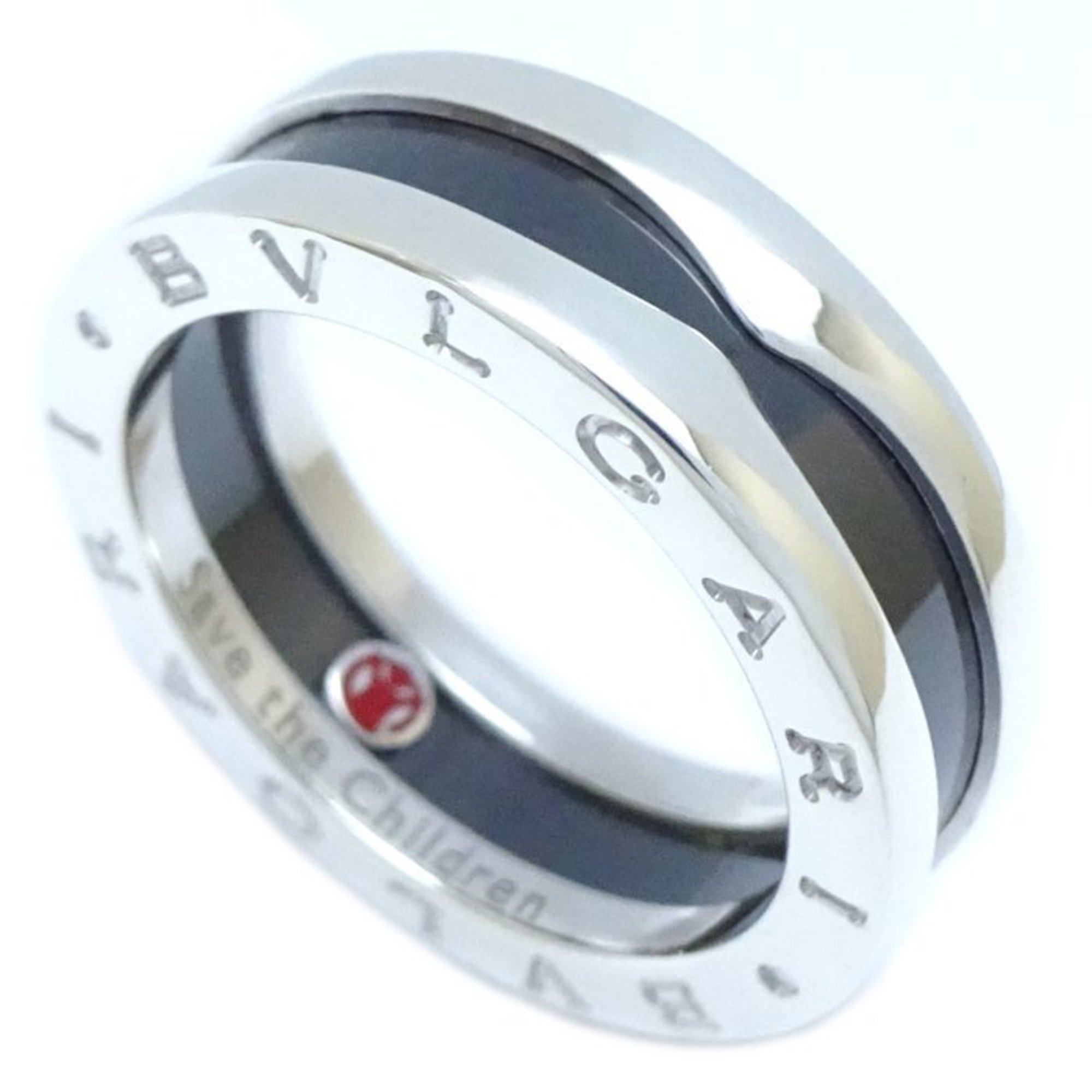 BVLGARI Save the Children B.zero1 Ring #55 XS 1 Band 346109 Silver 925 x Black Ceramic 292449