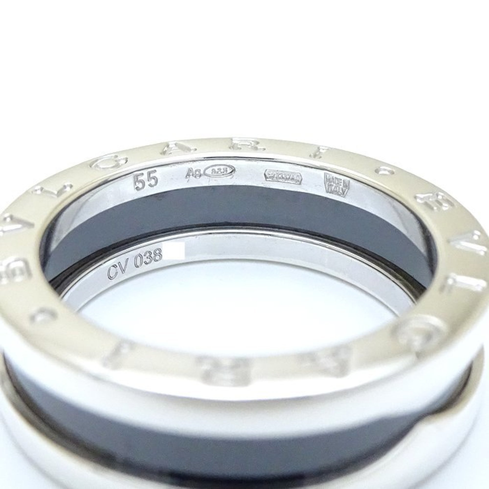 BVLGARI Save the Children B.zero1 Ring #55 XS 1 Band 346109 Silver 925 x Black Ceramic 292449