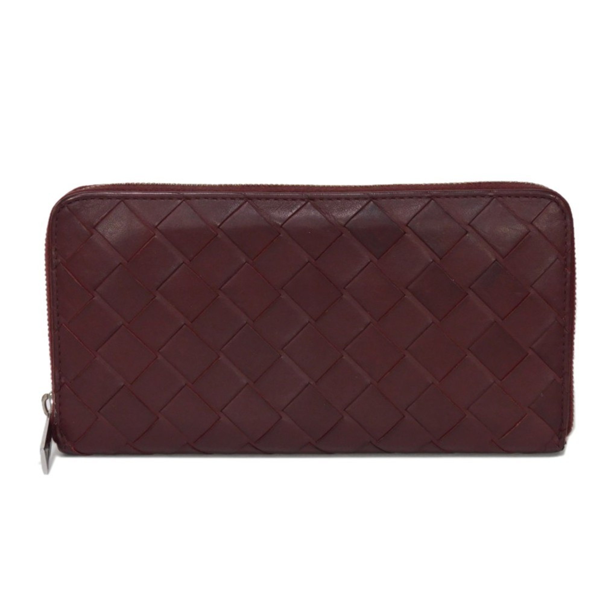 Bottega Veneta Long Wallet Zip Around Barolo Bordeaux Blue RFID Maxi Intrecciato 593217 VCPQ6 Men's Billfold