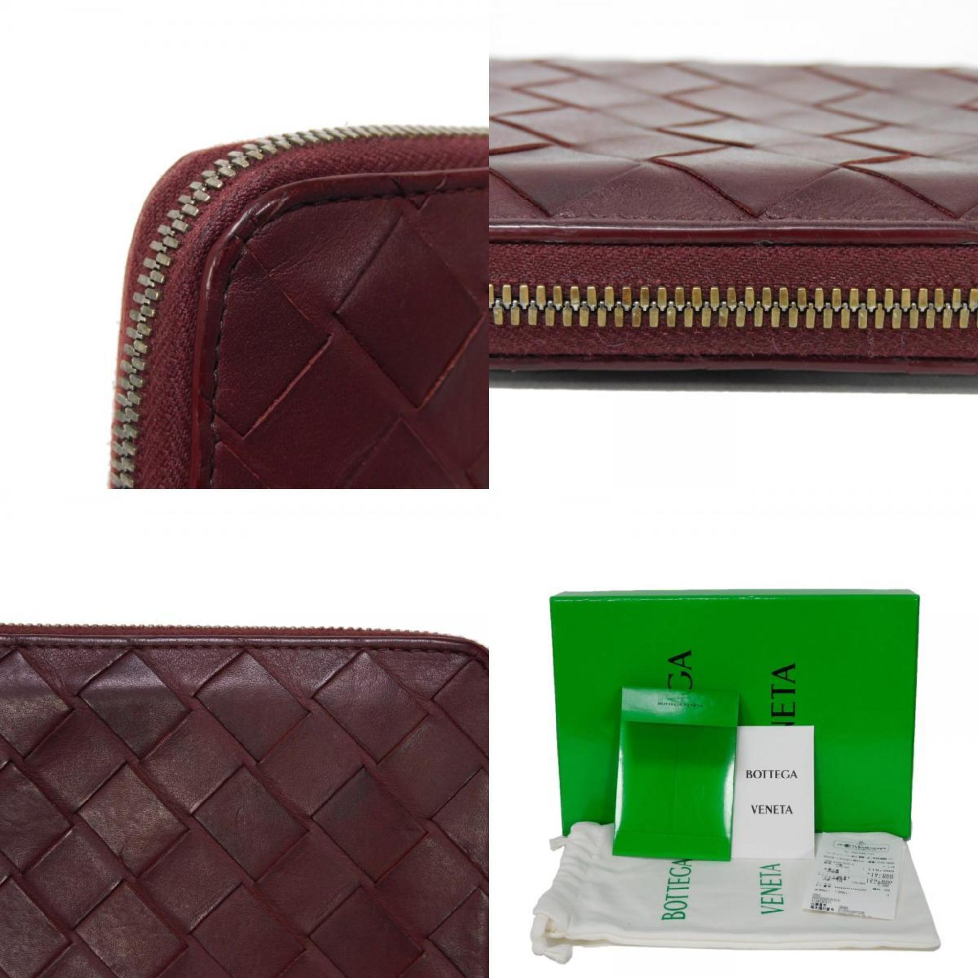 Bottega Veneta Long Wallet Zip Around Barolo Bordeaux Blue RFID Maxi Intrecciato 593217 VCPQ6 Men's Billfold