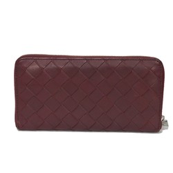 Bottega Veneta Long Wallet Zip Around Barolo Bordeaux Blue RFID Maxi Intrecciato 593217 VCPQ6 Men's Billfold