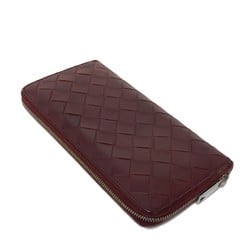 Bottega Veneta Long Wallet Zip Around Barolo Bordeaux Blue RFID Maxi Intrecciato 593217 VCPQ6 Men's Billfold