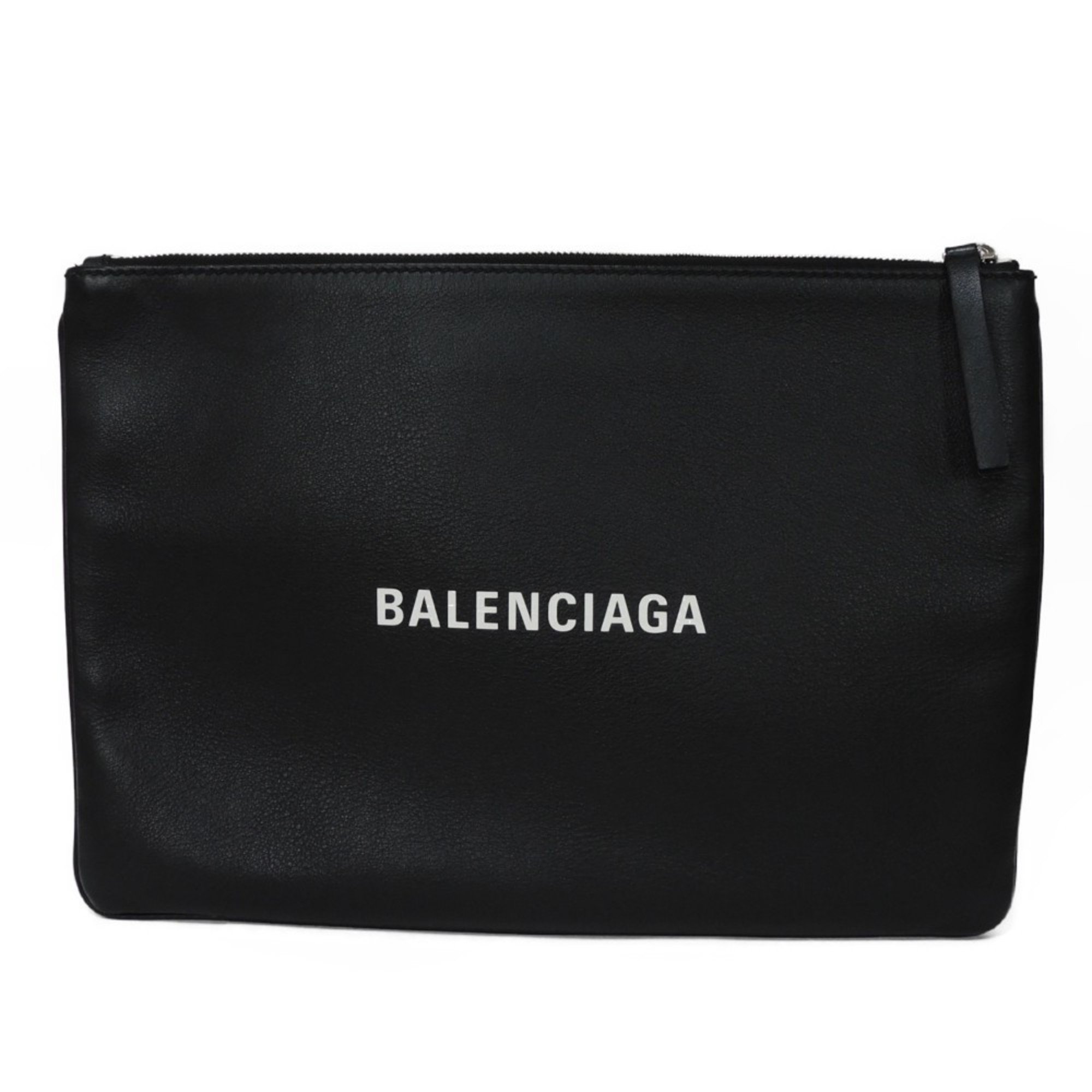 BALENCIAGA Clutch Bag Clip M Calf White Second Pouch New Black 485110 DLQ5N 1060 Men's