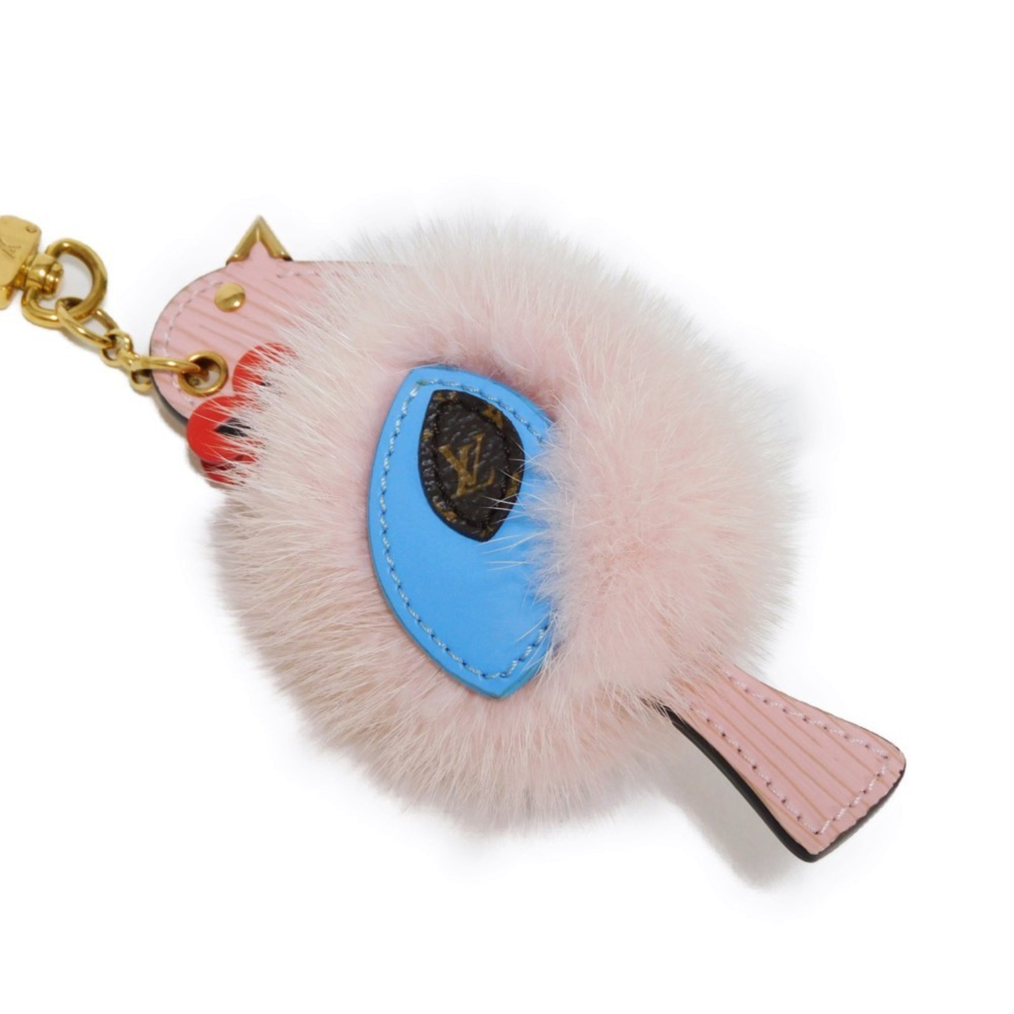 Louis Vuitton LOUIS VUITTON Keychain Porte-Clé Mother's Day Fur Bird Flower Pink Epi Monogram Rose Ballerine M62570 Women's