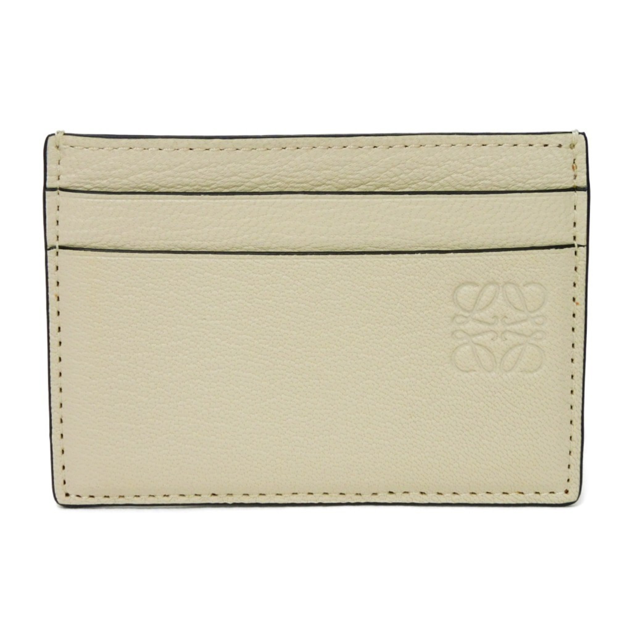 LOEWE Card Case Envelope Pouch Ivory Bicolor Anagram Embossed Goatskin Angora C857P20X01 Men's Women's