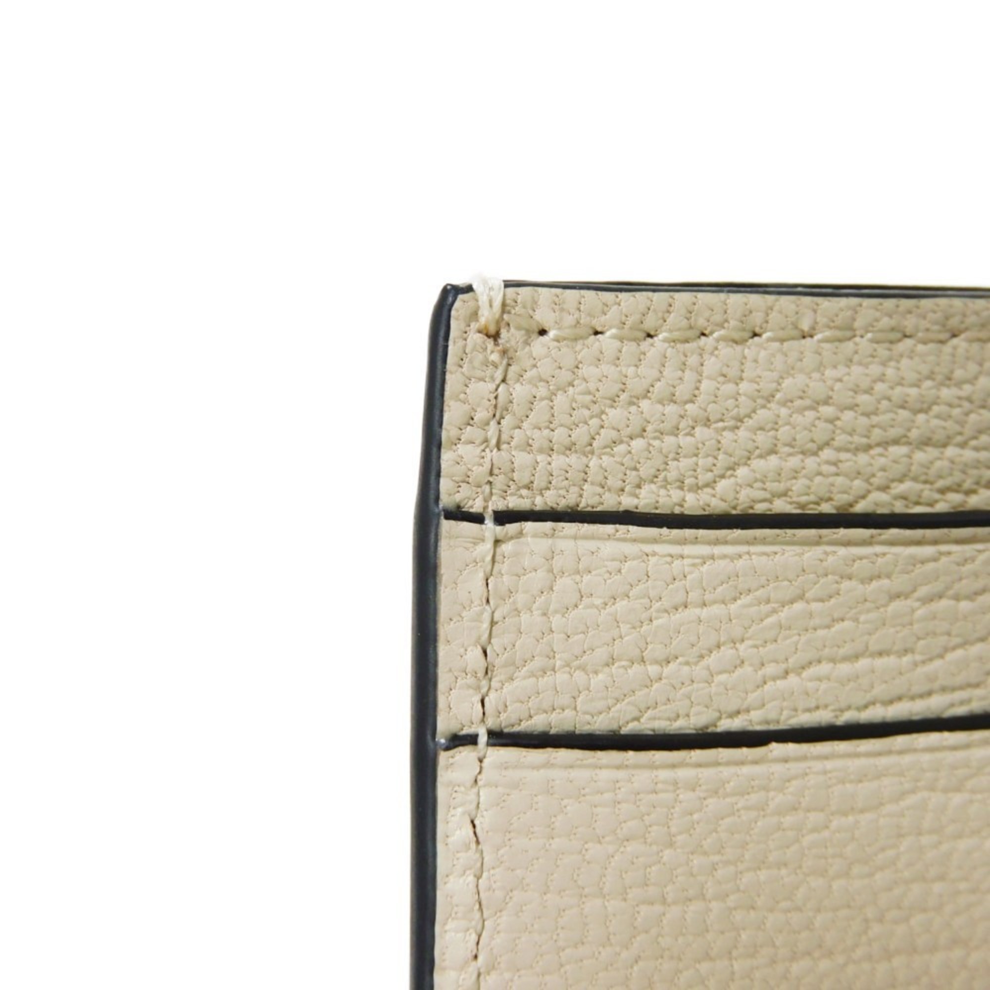 LOEWE Card Case Envelope Pouch Ivory Bicolor Anagram Embossed Goatskin Angora C857P20X01 Men's Women's