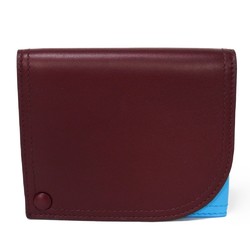 Bottega Veneta Card Case Two-Tone Slide Holder Bordeaux Sky Blue Bicolor RFID IC Chip 578767 Men's