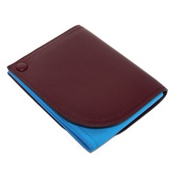 Bottega Veneta Card Case Two-Tone Slide Holder Bordeaux Sky Blue Bicolor RFID IC Chip 578767 Men's