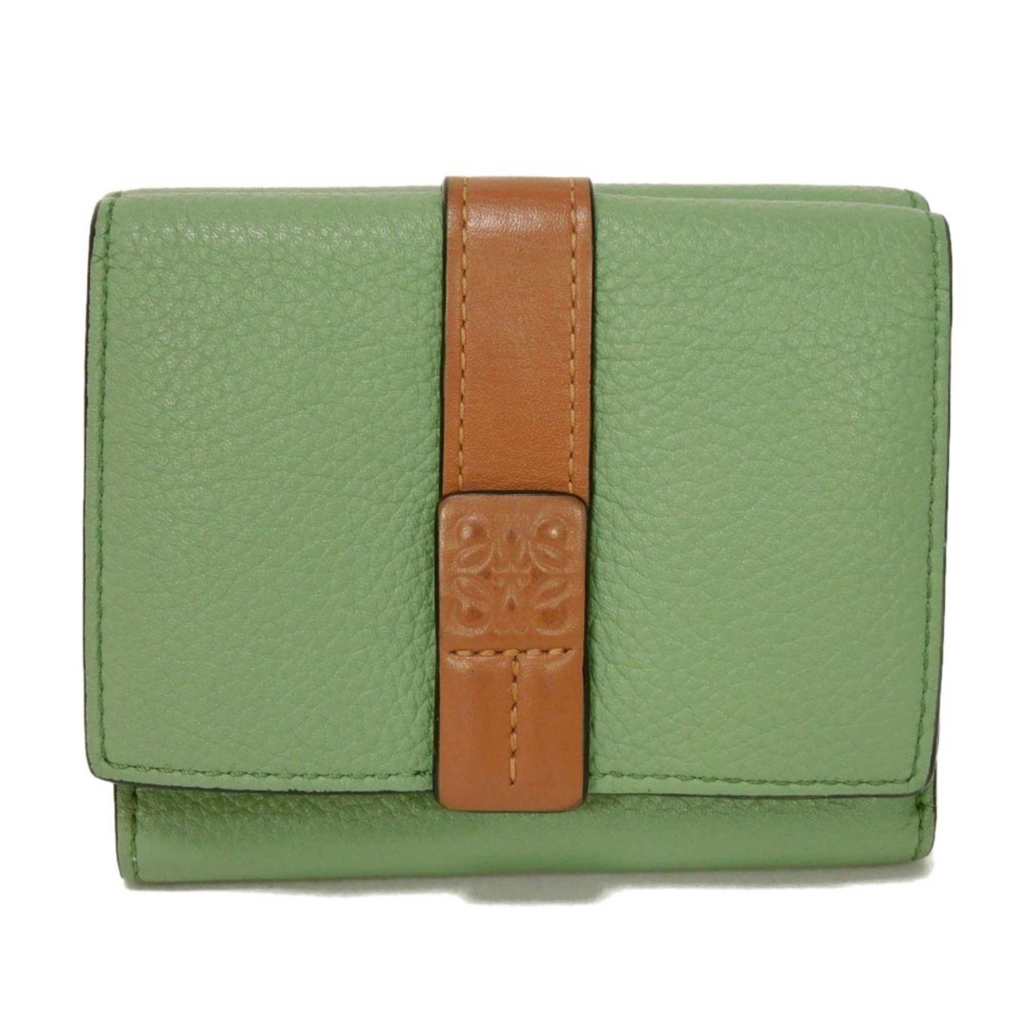 LOEWE Tri-fold Wallet Rosemary Tan Trio Color Compact Anagram C660S26X03 Men's Women's Billfold