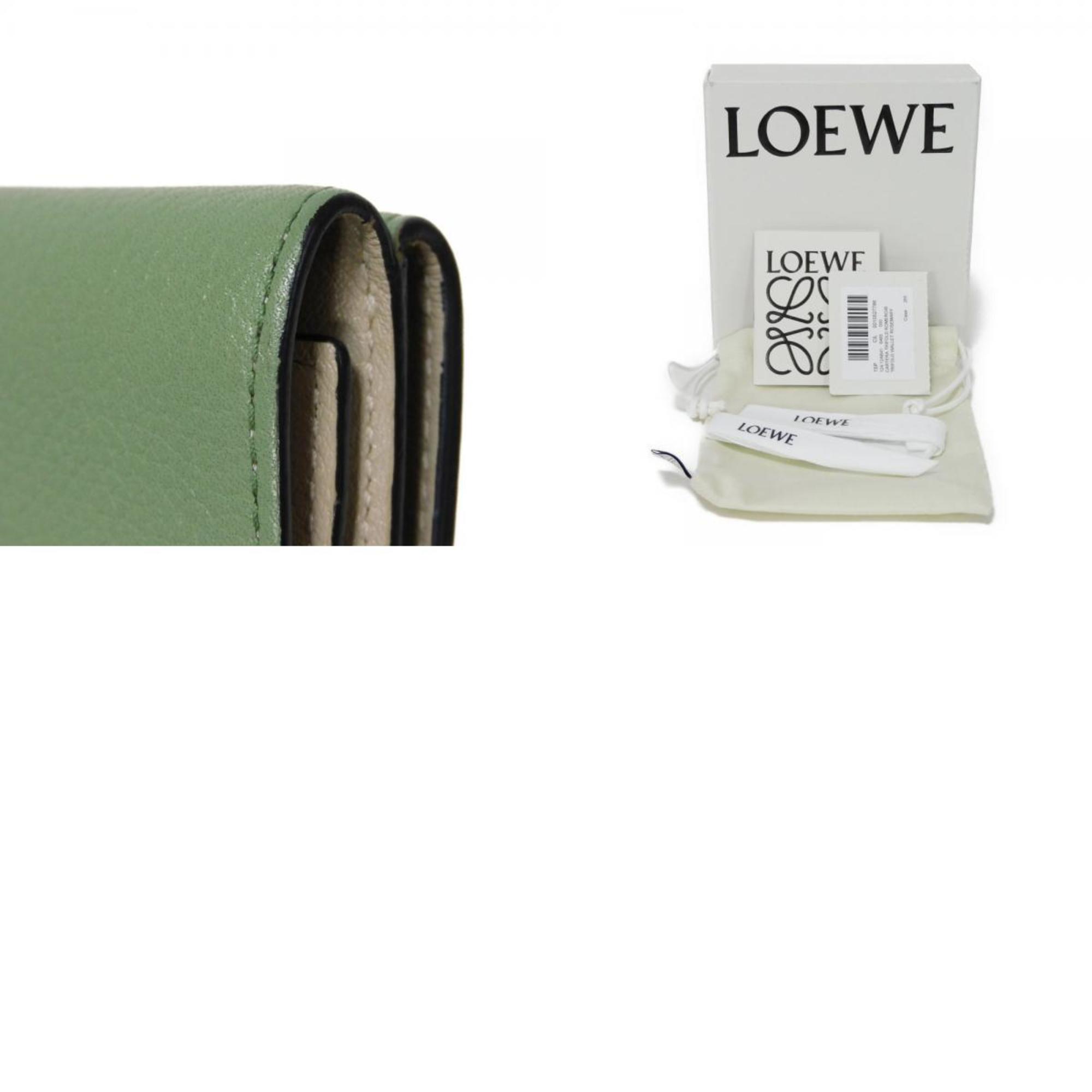 LOEWE Tri-fold Wallet Rosemary Tan Trio Color Compact Anagram C660S26X03 Men's Women's Billfold