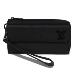 Louis Vuitton LOUIS VUITTON Long Wallet Zippy Dragonne Handle Strap Black RFID LV Aerogram Noir M69831 Men's Billfold