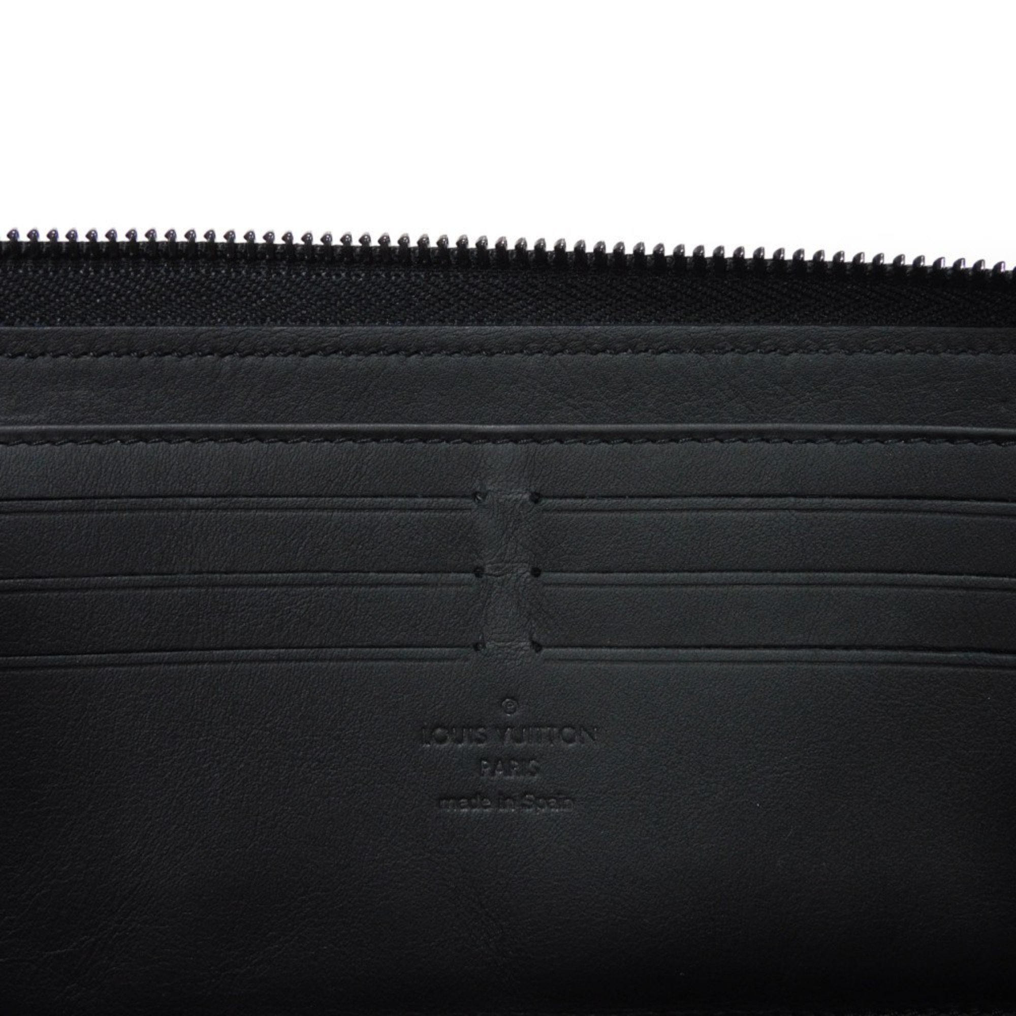 Louis Vuitton LOUIS VUITTON Long Wallet Zippy Dragonne Handle Strap Black RFID LV Aerogram Noir M69831 Men's Billfold