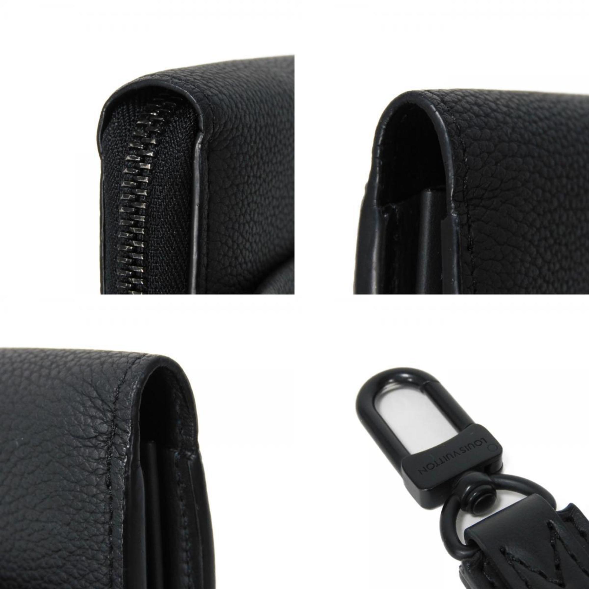 Louis Vuitton LOUIS VUITTON Long Wallet Zippy Dragonne Handle Strap Black RFID LV Aerogram Noir M69831 Men's Billfold