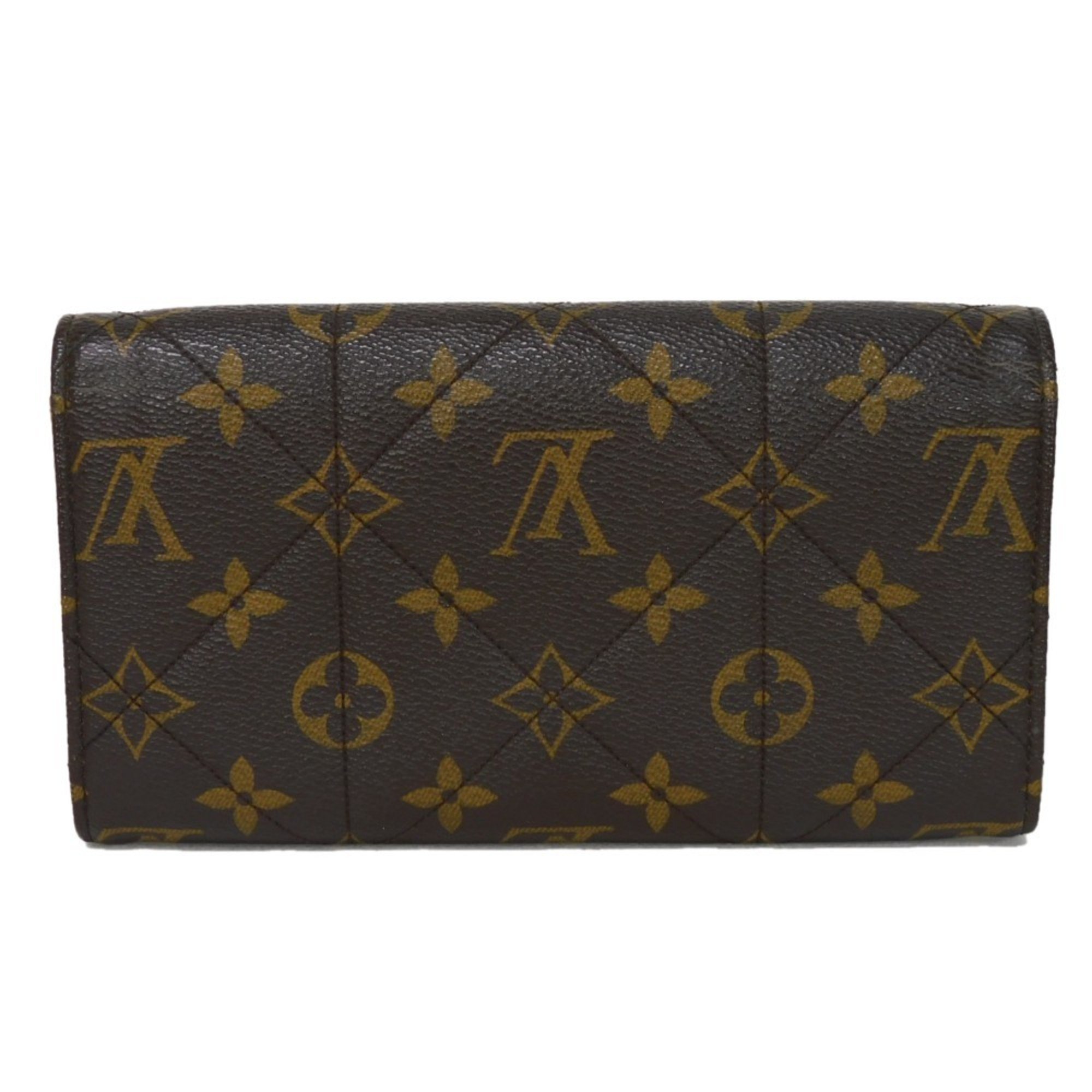 Louis Vuitton LOUIS VUITTON Long Wallet Portefeuille Sarah Turnlock Twistlock Stitch Bifold Monogram Etoile Maron M66556 Men's Women's Billfold