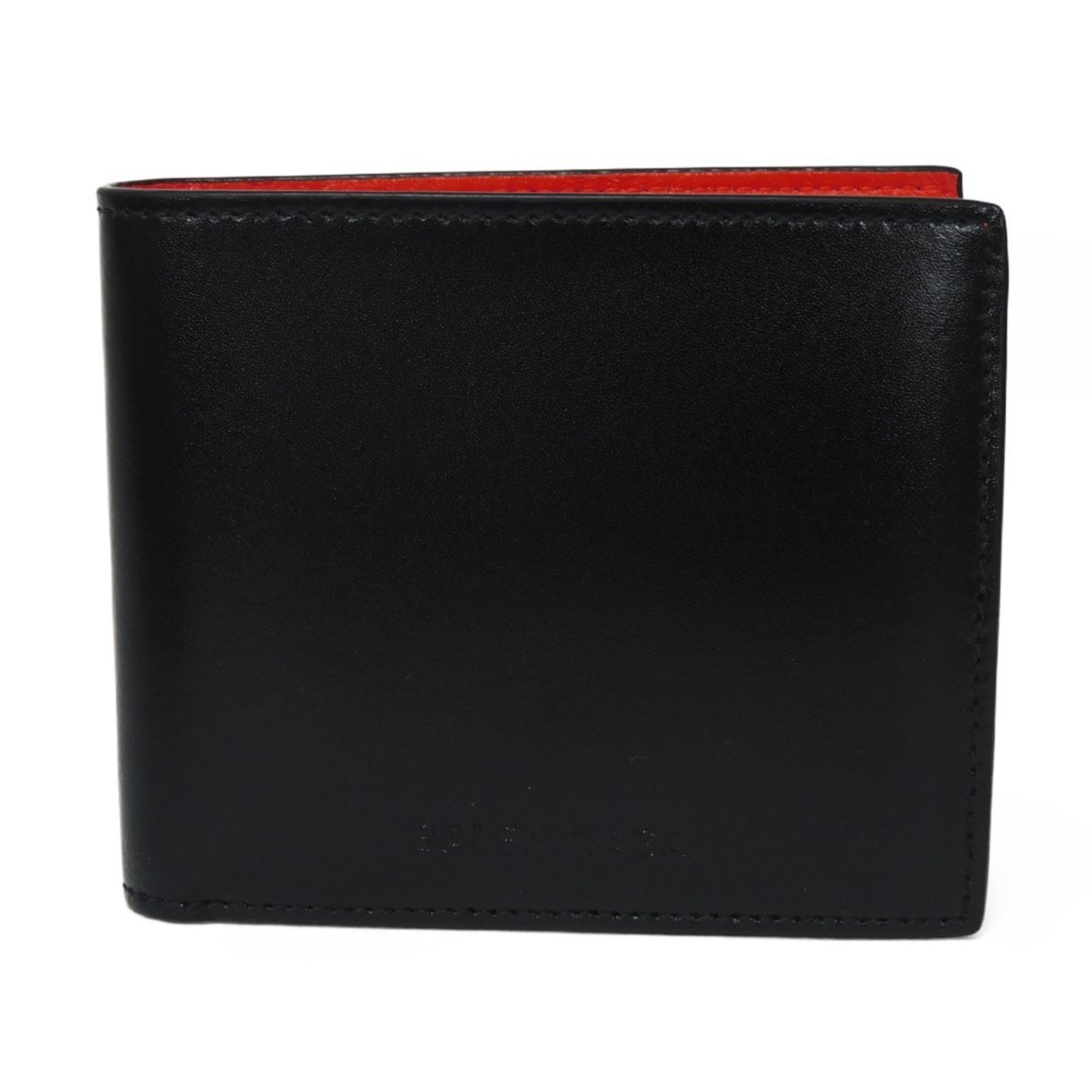 BALENCIAGA Essential Square Fold Wallet Smooth Black Red 664038 23VMY 1065 Men's Billfold